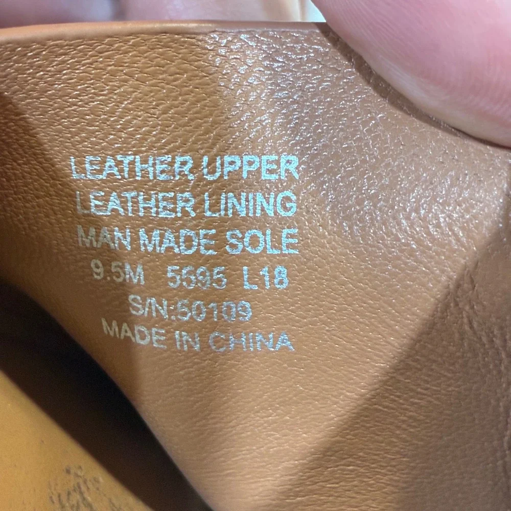 Tory Burch Double T Sport Sandals Womens 9.5 Tan Brown Leather Logo Flats 5695